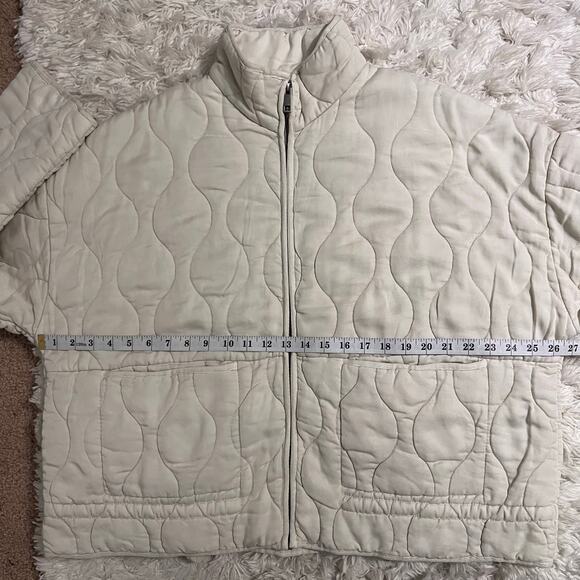 Zara Cream Colored Padded Quilted Jacket Size XL - Picture 8 of 9